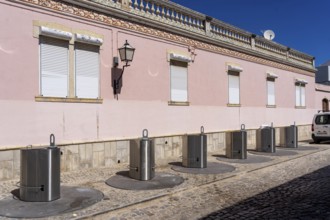 Underground rubbish containers, in the village of Vila Real de Santo António, on the border with