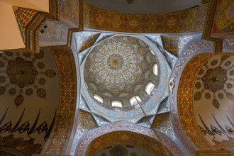 Detailed and colourful patterns adorn the dome of the church and its surroundings, Inside the