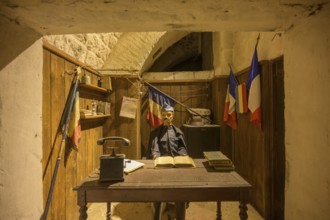 Room with telephone in Fort de Vaux from the 1st World War, Douaumont, Département Meuse, France