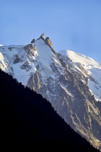 Aiguille du Midi, snow-covered Mont-Blanc on the right in the background, Chamonix-Mont-Blanc,