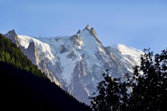 Aiguille du Midi, snow-covered Mont-Blanc on the right, Chamonix-Mont-Blanc, Haute-Savoie, France