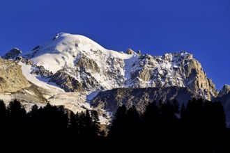 Snow-covered Aiguille Verte, Chamonix-Mont-Blanc, Haute-Savoie, France
