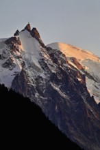From left: snow-covered Aiguille du Midi, Mont-Blanc, Chamonix-Mont-Blanc, Haute-Savoie, France