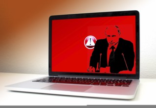 Symbolic image, Putin and Ukraine war, Russian drones over EU, sabotage by Russia, cybercrime,