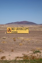 Cameron, Arizona - A sign on the Navajo Nation expresses opposition to Energy Fuels' controversial