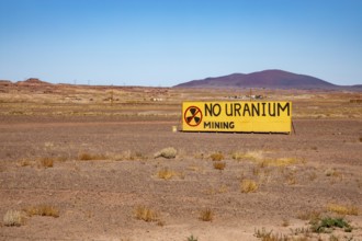 Cameron, Arizona - A sign on the Navajo Nation expresses opposition to Energy Fuels' controversial