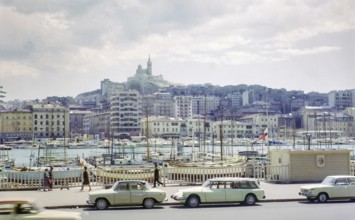 Basilique Notre-Dame de la Garde church, Old Port, Vieux Port, Marseille, France, Europe 1965