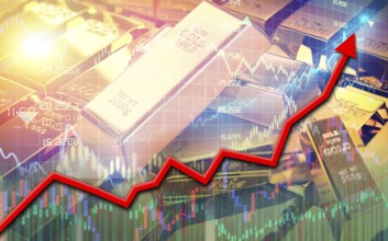 Gold price rises on the financial market. Gold price increases on market chart