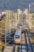 Deutsche Bahn AG high-speed railway line between Stuttgart and Ulm. New railway line with ICE of