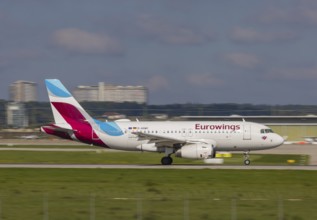 Aircraft at Stuttgart Airport. Aircraft registration number: D-AGWC, Eurowings, Airbus A319-100,