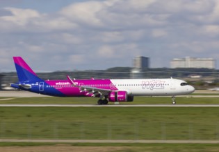 Flight operations at Stuttgart Airport. Aircraft on landing. Aircraft registration number: HA-LGR,