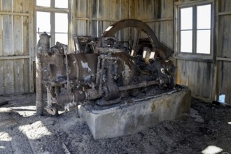 Old engine in a dilapidated building, Pomona, restricted diamond area, near Lüderitz, Karas region,