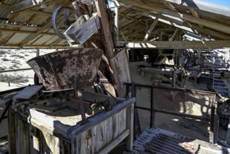 Drum sieve for sieving diamonds in a derelict building, Pomona, restricted diamond area, near