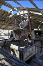 Drum sieve for sieving diamonds in a derelict building, Pomona, restricted diamond area, near
