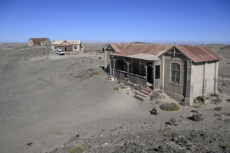 Ruined buildings in the desert sand, Pomona, restricted diamond area, near Lüderitz, Karas region,