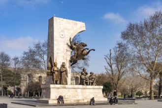 Fatih Memorial Park with equestrian statue of Sultan Mehmed II in Fatih, Istanbul, Turkey