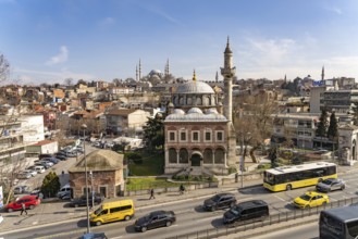 Seb Sefa Hatun Mosque on Atatürk Boulevard and the Süleymaniye Mosque, Fatih, Istanbul, Turkey