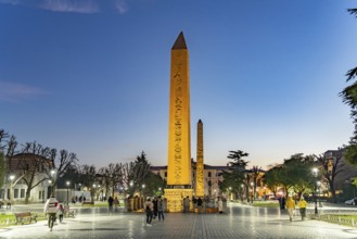 The Ancient Egyptian Obelisk of Theodosius or Obelisk of Istanbul and the Column of Constantine or