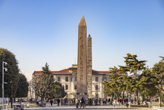 The Ancient Egyptian Obelisk of Theodosius or Obelisk of Istanbul and the Column of Constantine or