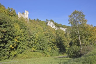 Broken Gutenstein, Neugutenstein and rock formations, rock cliff, rocks, forest, landscape, autumn