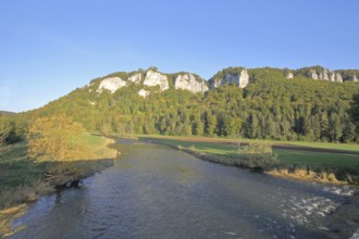 Danube with rock formations, landscape, rock cliffs, rocks, mountains, forest, nature photography,