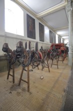 Carriages in the Marstallmuseum, interior view, Marstall, Hohenzollern Palace, Sigmaringen, Swabian