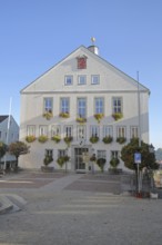 Town hall built in 1958, market square, Hechingen, Swabian Alb, Baden-Württemberg, Germany