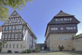 Former equestrian centre and today's youth hostel and medieval Zollern Castle, Balingen, Swabian