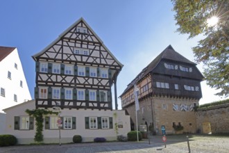 Former equestrian centre and today's youth hostel and medieval Zollern Castle backlit, Castle,