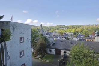View of the townscape from the castle, Bad Münstereifel, Ahrgebirge, Eifel, North Rhine-Westphalia,