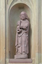 Simon Peter with key and bible, symbol, saint, stone sculpture, St Chrysanthus and Daria,