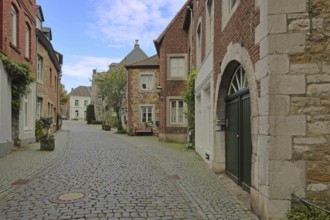 Idyllic alley with stone houses, Burggasse, Rhineland, Stolberg, North Rhine-Westphalia, Germany