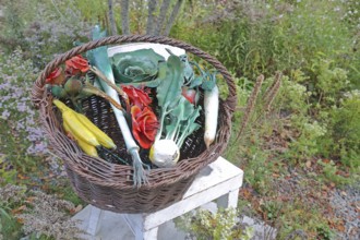 Sculpture market basket with chair by Thomas Schmidt, modern art, metal design, metalworking, real
