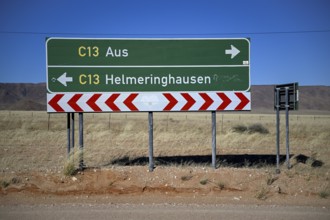 Road sign near Aus, Karas Region, Namibia