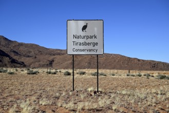 Tirasberge nature park Park sign near Farm Namtib on the D707, Tirasberge, Karas Region, Namibia