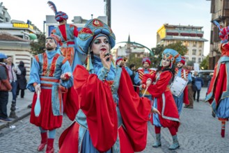 Costumed group of street artists in Istanbul, Turkey