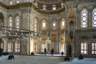 Interior of the Nuruosmaniye Mosque or Nûruosmâniye Camii in Fatih, Istanbul, Turkey