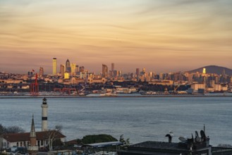 Skyline of the Asian side in the evening light, Istanbul, Turkey