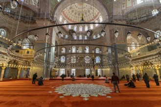 Interior and dome of the New Mosque Yeni Camii in Istanbul, Turkey