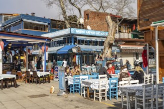 Fish restaurants in Anadolu Kavagi on the Bosphorus near Istanbul, Turkey