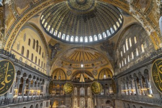 Domes in the interior of today's Hagia Sophia mosque or Church of St Sophia, former Byzantine