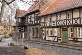 The historic Oberpfarrkirchhof square with Gadenstedt House in Wernigerode, Saxony-Anhalt, Germany