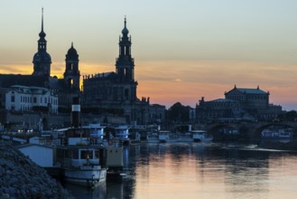 Old Town of Dresden at sunset, Cathedral Sanctissimae Trinita, Court of Appeal, Residential Palace,