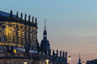 Cathedral Sanctissimae Trinitatis, dusk, Dresden, Saxony, Germany
