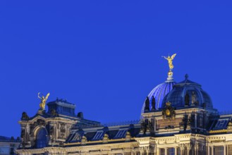 Towers of the Academy of Fine Arts in the Blue Hour, Dresden, Saxony, Germany