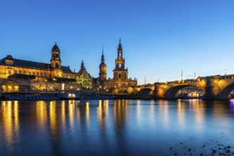 Old town skyline with Brühl's Terraces, Cathedral Sanctissimae Trinitatis, Court of Appeal,