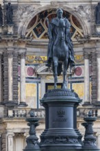 King John Monument in front of Semper Opera House, Theatre Square, Old Town, Dresden, Saxony,