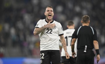 Goal celebration David Raum GER (22) Gesture Gesture Referee Referee Nenad Minakovic World Cup