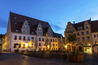 Market Square, Town Hall, Blue Hour, Old Town, Meissen, Saxony, Germany