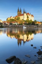 View of Albretsburg Castle and Meissen Cathedral, St. Johannis and St. Donatus, Reflection in the